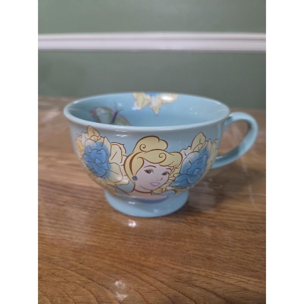 Cinderella Blue Butterfly Floral Coffee Tea Mug Cup Soup Bowl Disney Store